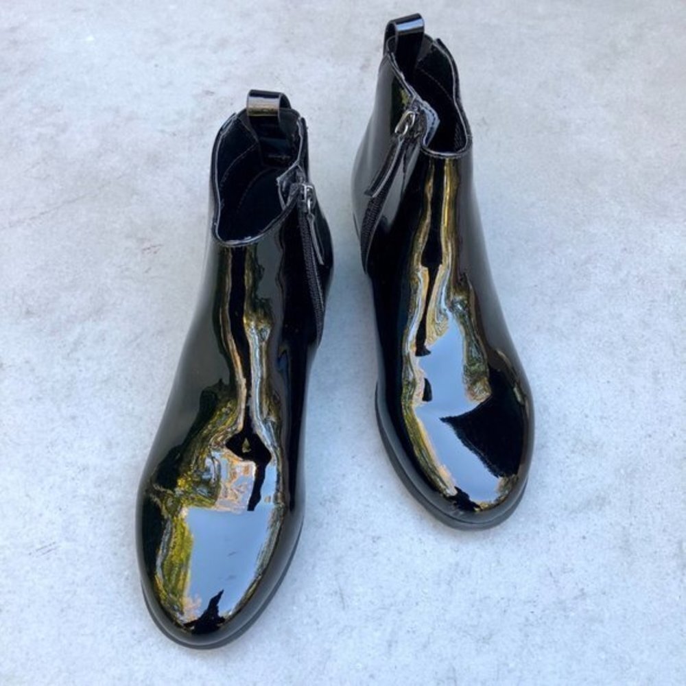 AEROSOLES Spencer Boot Black faux patent leather ankle bootie size 7M NEW - Picture 3 of 8
